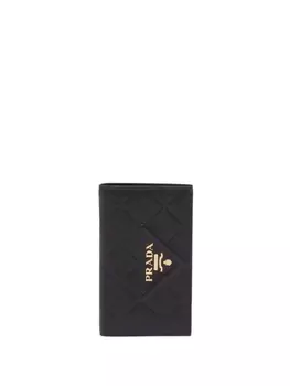 Prada стеганый кошелек с логотипом, черный