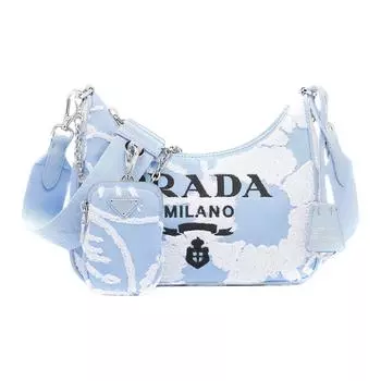 PRADA Сумка 3 в 1 Re Edition Fabric, сумка через плечо, женская, синяя/белая