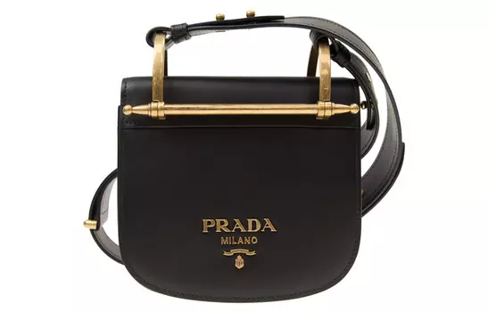 PRADA Сумка через плечо из коровьей кожи, женская, черная