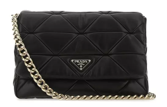 PRADA Сумка через плечо из кожи наппа, черная, унисекс