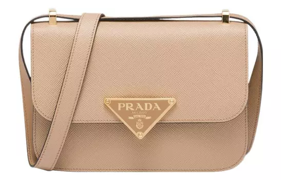PRADA Сумка через плечо из сафьяновой кожи, женская, песочно-бежево-желтая