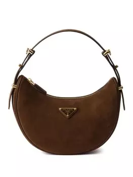 Prada сумка через плечо из замши Arqu, коричневый