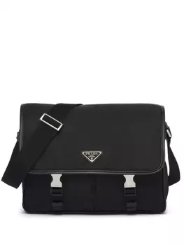 Prada сумка через плечо Re-Nylon с логотипом, черный