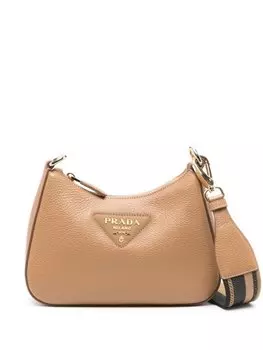 Prada сумка через плечо с логотипом, коричневый