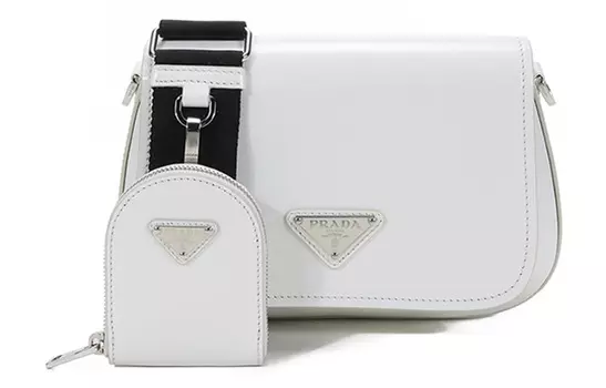 PRADA Сумка через плечо, женская, кожаная, белая
