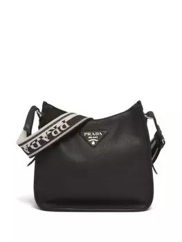 Сумка-хобо Prada с логотипом, черный