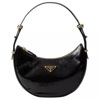 PRADA Сумка из лакированной кожи, сумка через плечо, унисекс, черная