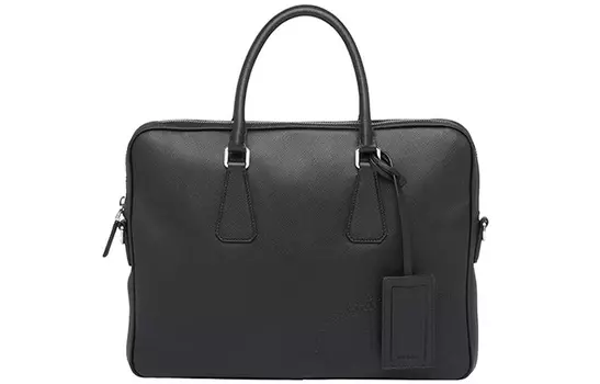 PRADA Сумка из сафьяновой кожи, черная, мужская, обычная