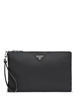 Prada сумка-клатч Re-Nylon с треугольным логотипом, черный