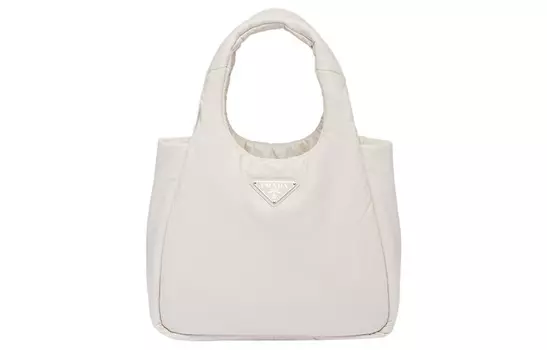 PRADA Сумка-корзина из мягкой овечьей кожи, женская, белая
