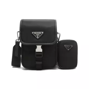 PRADA Сумка-кошелек для мобильного телефона из нейлона Re-Nylon, мужская, черная, через плечо