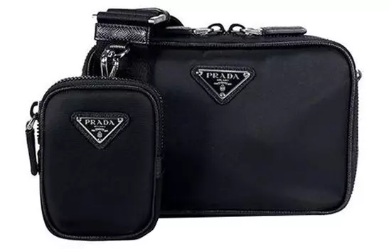 PRADA Сумка-мессенджер из нейлона, сумка через плечо, мужская, черная
