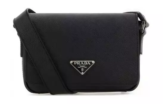 PRADA Сумка-мессенджер из сафьяновой кожи, мужская, черная