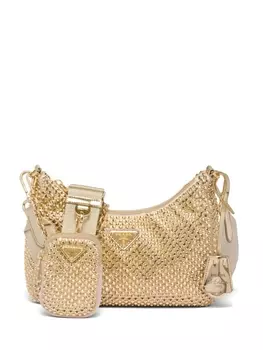 Prada сумка на плечо Re-Edition 2005 с кристаллами, золотистый