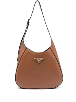 Сумка Prada на плечо с логотипом, коричневый