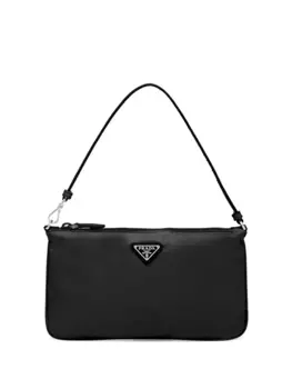 Prada сумка на плечо с треугольным логотипом, черный
