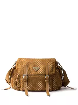 Prada сумка на плечо с заклепками, коричневый