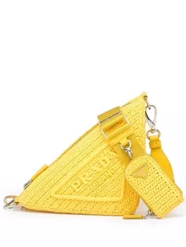 Prada сумка на плечо Triangle из рафии, желтый