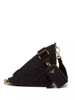 Prada сумка на плечо Triangle в технике кроше, черный