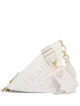 Prada сумка на плечо Triangle в технике кроше, белый