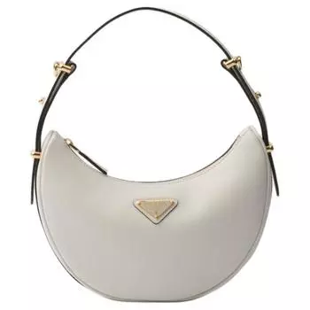 PRADA Сумка-полумесяц из кожи, женская, белая