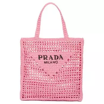PRADA Сумка-шоппер из рафии, сумка-шоппер, сумка через плечо, женская сумка-тоут, цвет "Petal Pink"
