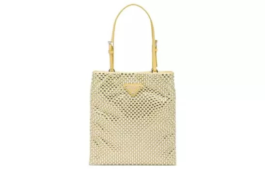 PRADA Сумка-шоппер из ткани, сумка-шоппер, сумка через плечо, сумка через плечо, женская сумка цвета ананас, желтый