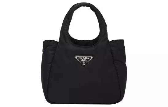 PRADA Сумка-шоппер из ткани, женская, черного цвета, небольшого размера