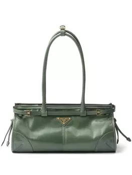 Prada сумка среднего размера с логотипом, зеленый