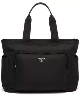 Prada сумка-тоут из переработанной сафьяновой кожи, черный