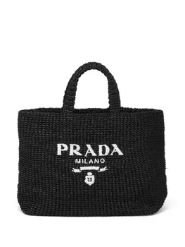 Сумка-тоут Prada из рафии, черный
