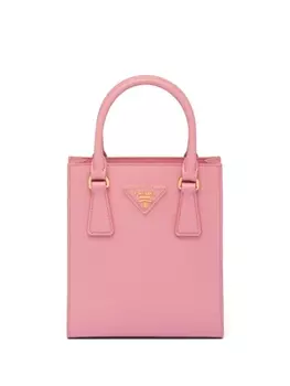 Prada сумка-тоут из сафьяновой кожи с логотипом, розовый