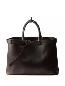 Prada сумка-тоут с декоративной пряжкой, коричневый