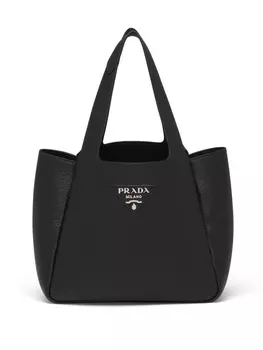 Сумка-тоут Prada с логотипом, черный