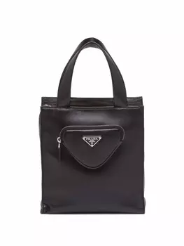 Сумка-тоут Prada с логотипом, черный