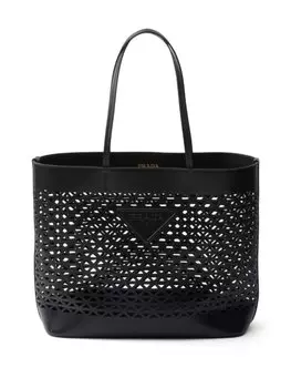 Сумка-тоут Prada с логотипом, черный