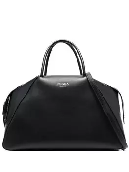 Сумка-тоут Prada с логотипом, черный