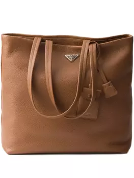 Prada сумка-тоут с логотипом, коричневый