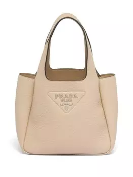 Сумка-тоут Prada с логотипом, нейтральный цвет