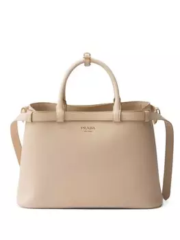 Сумка-тоут Prada с логотипом, нейтральный цвет