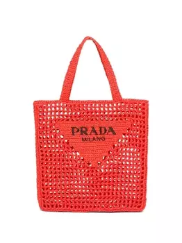 Сумка-тоут Prada с логотипом, оранжевый