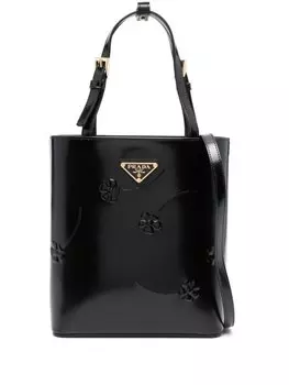 Сумка-тоут Prada с тиснением, черный
