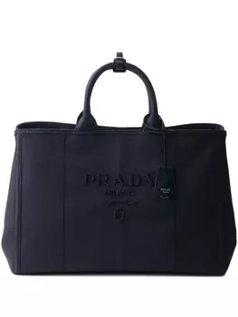 Prada сумка-тоут с тисненым логотипом, синий