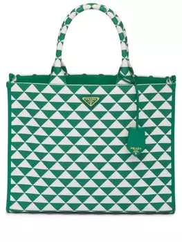 Prada сумка-тоут с вышивкой, зеленый