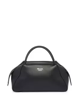 Сумка-тоут Prada среднего размера с логотипом, черный