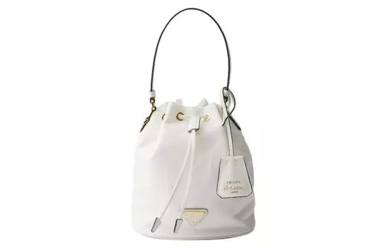 PRADA Сумка-ведро Re-Edition из нейлоновой ткани с кожей, сумка через плечо, мини-сумка женская, белая