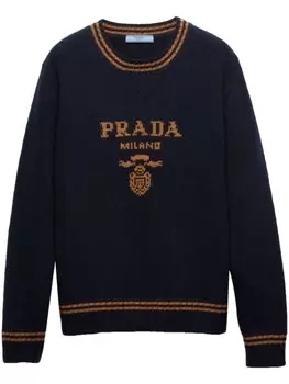 Prada свитер с логотипом, синий