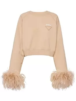 Prada толстовка с перьями, нейтральный цвет