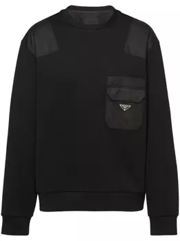 Prada толстовка со вставкой и логотипом, черный