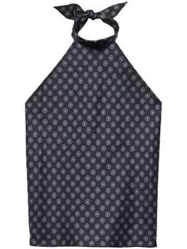 Prada топ с геометрическим узором и воротником-халтер, синий